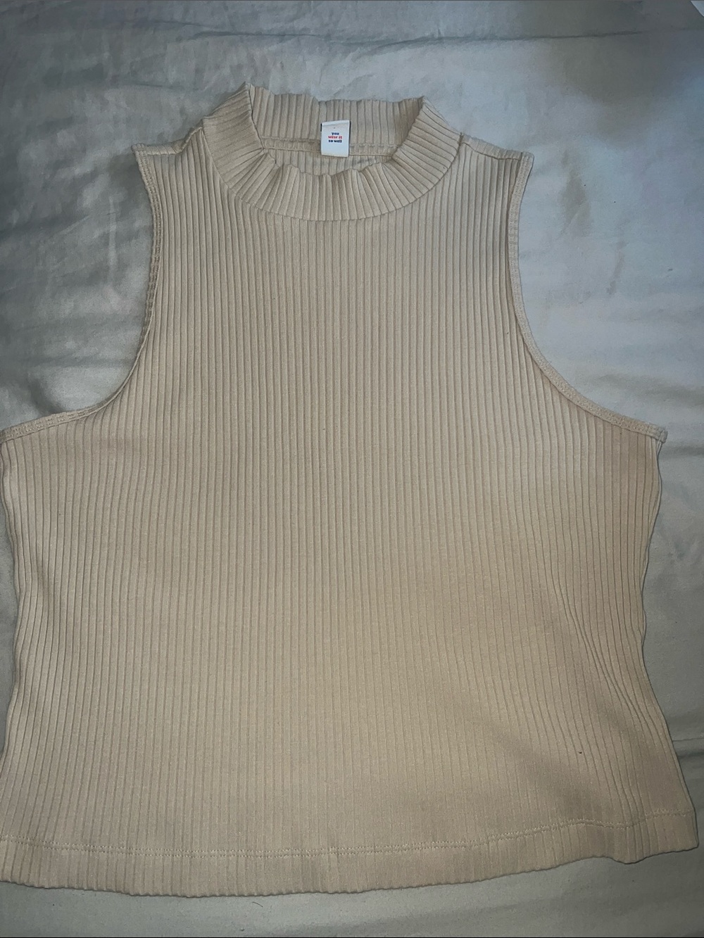 Old Navy Ribbed Mock Neck Tank Top - Cream